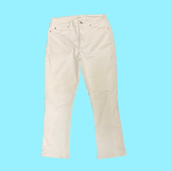 Hudson “Harper” High Rise Crop Baby Kick Flare Jeans – White – Size 30 - Picture 3 of 10